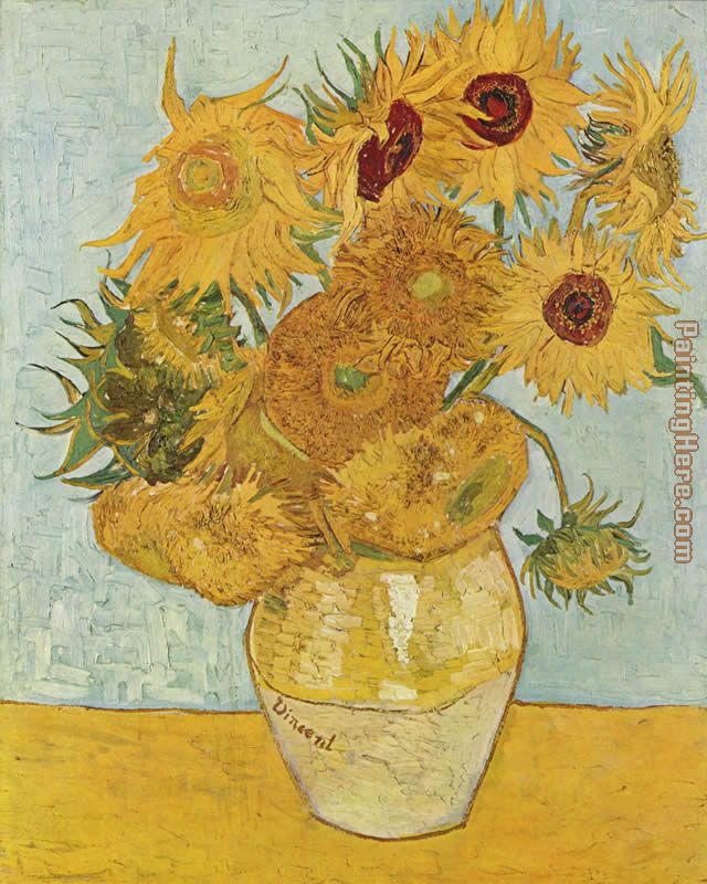 vase with twelve sunflowers 1888 painting - Vincent van Gogh vase with twelve sunflowers 1888 art painting